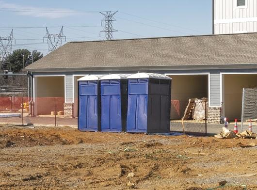 multiple construction portable toilets can be rented at once for a single construction site in order to accommodate multiple employees and prevent lines