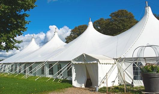 high-quality portable restrooms stationed at a wedding, meeting the needs of guests throughout the outdoor reception in Frisco TX